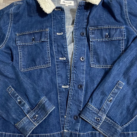 Madewell Size XXL Denim Northward Cropped Army Jacket: Sherpa Edition - Picture 3 of 7